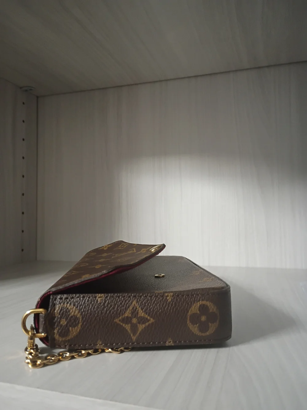 Louis Vuitton Monogram Canvas Felicie Crossbody with Gold Chain